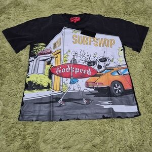 Godspeed Surfshop Graphic Tee - Black Skeleton Size Large